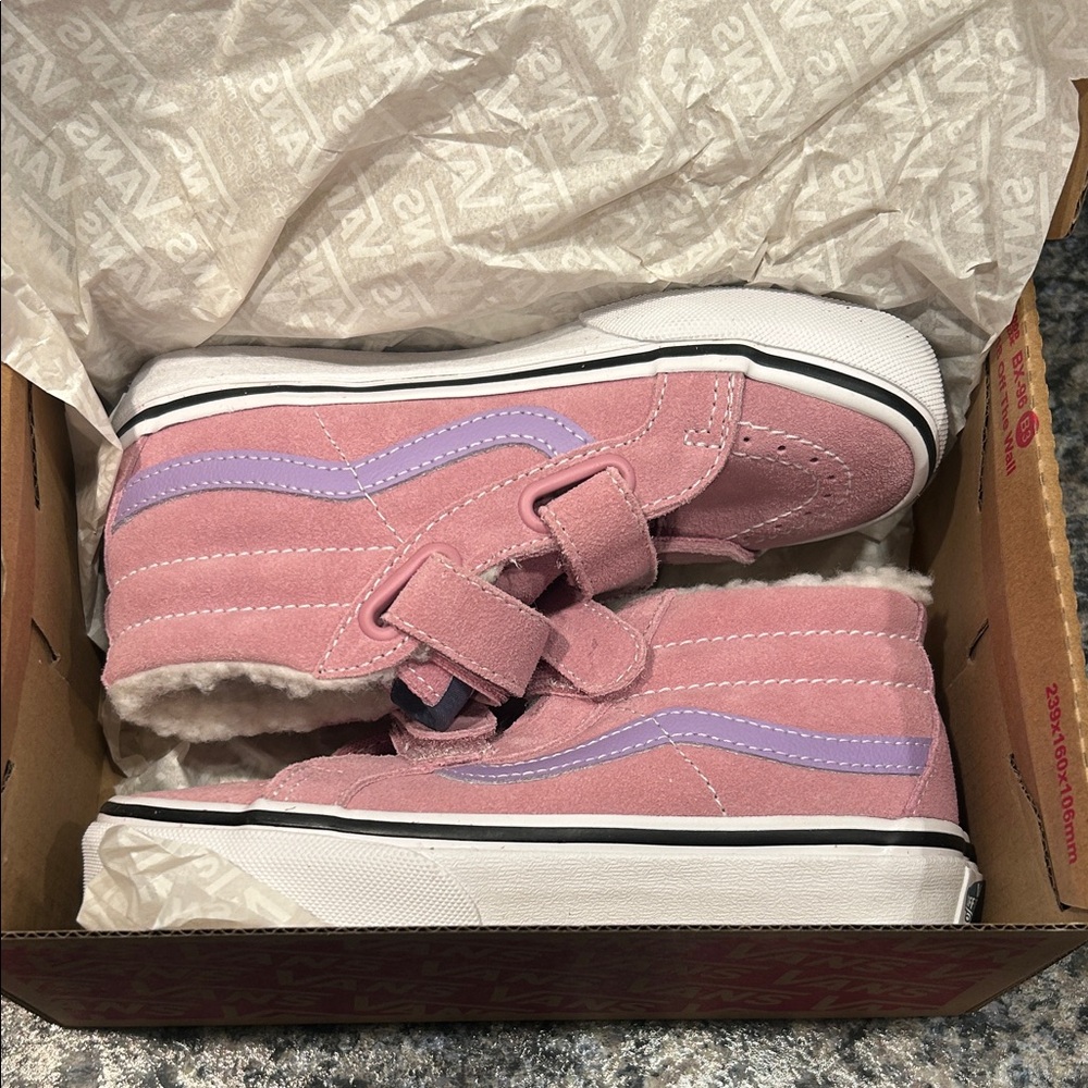 Vans Kids Pink and Purple High-Top Sneakers